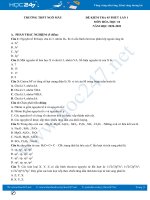 Đề kiểm tra 45 phút lần 1 môn Hóa học 10 năm 2020 Trường THPT Ngô Mây