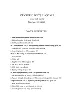 Đề cương ôn tập học kì 2 môn Sinh học lớp 12 năm 2019-2020 - Trường THPT Yên Lãng