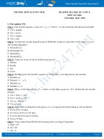 Đề kiểm tra HK1 môn Tin học 11 có đáp án năm 2018 - 2019 Trường THPT Nguyễn Trãi