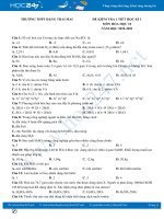 Đề kiểm tra 1 tiết học kì 1 môn Hóa học 10 năm 2020 Trường THPT Đặng Thai Mai