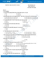 Đề thi HK1 môn Lịch Sử 9 năm học 2019-2020 Trường THCS Nguyễn Văn Bá