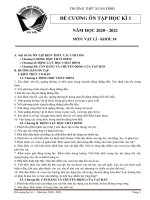 Đề cương ôn tập học kì 1 môn Vật lí lớp 10 năm 2020-2021 - Trường THPT Xuân Đỉnh