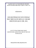Đảng bộ tỉnh quảng ngãi lãnh đạo phát triển nguồn nhân lực cho khu kinh tế dung quất (1996 2011)     
