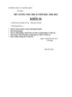 Đề cương ôn tập học kì 2 môn Sinh học lớp 10 năm 2020-2021 - Trường THPT Lý Thường Kiệt