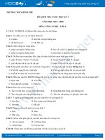 Đề kiểm tra HK1 môn Công Nghệ 6 năm học 2019-2020 trường THCS Bình Phú có đáp án