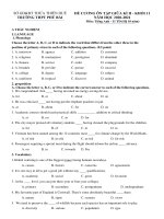 Đề cương ôn tập giữa học kì 2 môn Tiếng Anh lớp 11 năm 2020-2021 - Trường THPT Phú Bài