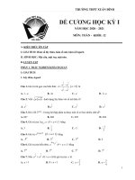 Đề cương ôn tập học kì 1 môn Toán lớp 12 năm 2020-2021 - Trường THPT Xuân Đỉnh