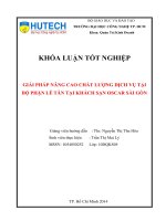 Giải pháp nâng cao chất lượng dịch vụ tại bộ phận lễ tân khách sạn OSCAR Sài Gòn