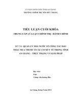 Tiểu luận (trung cấp chính trị) quản lý nhà nước về công tác đấu thầu mua thuốc ở các cơ sở y tế trong tỉnh an giang, thực trạng và giải pháp 