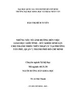 Những yếu tố ảnh hướng đến việc giáo dục giới tính   sức khỏe sinh sản cho thanh thiếu niên nhập cư tại phường tân phú, quận 7, thành phố hồ chí minh     