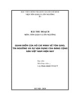 Quan điểm hồ chí minh về tôn giáo, tín ngưỡng và sự vận dụng của đảng cộng sản việt nam hiện nay 