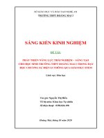 Sáng kiến kinh nghiệm, SKKN, Phát triển năng lực trải nghiệm  sáng tạo cho học sinh trường THPT Hoàng Mai 2 khi dạy học chương sự điện li thông qua giáo dục STEM