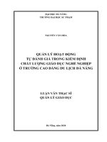 Quản lý hoạt động tự đánh giá trong kiểm định chất lượng giáo nghề nghiệp ở trường cao đẳng du lịch đà nẵng 