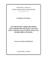 Luận văn giải pháp hoàn thiện hệ thống quản trị rủi ro tín dụng tại ngân hàng thương mại cổ phần xăng dầu petrolimex (PG BANK)​ 