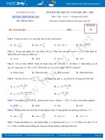 Đề thi HK1 môn Toán 11 năm học 2019 - 2020 có đáp án Trường THPT Quốc Oai