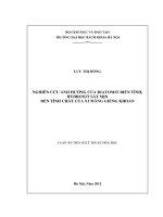 Luận án tiến sĩ nghiên cứu ảnh hưởng của điatomit biến tính, hydroxit sắt mịn đến tính chất của xi măng giếng khoan 