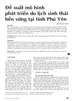 Đề xuất mô hình phát triển du lịch sinh thái bền vững tại tỉnh Phú Yên