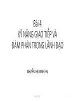 Bài giảng Kỹ năng lãnh đạo: Bài 4 - ThS. Nguyễn Thị Minh Thu