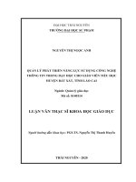 Quản lý phát triển năng lực sử dụng công nghệ thông tin trong dạy học cho giáo viên tiểu học huyện bát xát, tỉnh lào cai