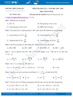 Đề thi HK1 môn Toán 10 năm học 2019 - 2020 có đáp án Trường THPT Vinh Lộc
