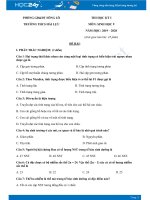 Đề thi HK1 môn Sinh học lớp 9 năm 2019-2020 - Trường THCS Hải Lựu có đáp án