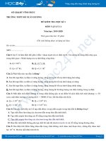 Đề kiểm tra HK1 môn Vật lý 11 năm học 2019-2020 có đáp án trường THPT Hồ Xuân Hương