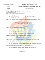 Đề kiểm tra giữa học kì 2 môn Toán lớp 10 năm 2016 - 2017 THPT Việt Đức chi tiết - Mã đề 01 | Toán học, Lớp 10 - Ôn Luyện