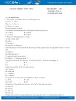 Đề kiểm tra 1 tiết môn Hóa học 10 năm 2020 Trường THPT Lý Nhân Tông