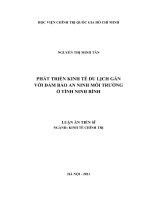 Phát triển kinh tế du lịch gắn với đảm bảo an ninh môi trường ở tỉnh ninh bình 