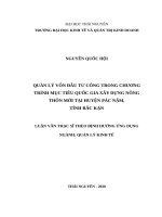 Quản lý vốn đầu tư công trong chương trình mục tiêu quốc gia xây dựng nông thôn mới tại huyện pác nặm, tỉnh bắc kạn 