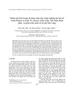 Đánh giá hiện trạng đa dạng sinh học nông nghiệp tại hai xã Tênh Phông và Quài Tở, huyện Tuần Giáo, tỉnh Điện Biên phục vụ phát triển kinh tế xã hội bền vững