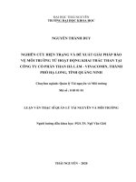 Nghiên cứu hiệu trạng và đề xuất giải pháp bảo vệ môi trường từ hoạt động khai thác than tại công ty cổ phần than hà lầm   vinacomin, thành phố hạ long, tỉnh quảng ninh 