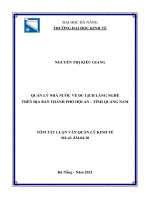 Quản lý nhà nước về du lịch làng nghề trên địa bàn thành phố hội an, tỉnh quảng nam 