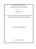 Các Yếu Tố Tác Động Đến Tăng Trưởng Tín Dụng Tại Các Ngân Hàng