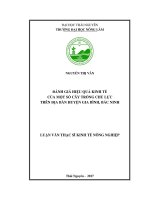 Đánh giá hiệu quả kinh tế của một số cây trồng chủ lực trên địa bàn huyện gia bình tỉnh bắc ninh 