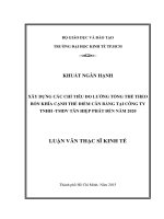 Luận văn xây dựng các chỉ tiêu đo lường tổng thể theo bốn khía cạnh thẻ điểm cân bằng tại công ty TNHH  TMDV tân hiệp phát đến năm 2020​ 