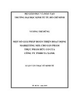 Luận văn một số giải pháp hoàn thiện hoạt động MARKETING MIX cho sản phẩm thực phẩm hữu cơ của công ty TNHH ta xanh​ 