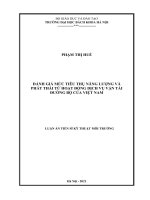 luận án tiến sĩ đánh giá mức tiêu thụ năng lượng và phát thải từ hoạt động dịch vụ vận tải đường bộ của việt nam 