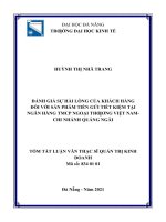 Đánh giá sự hài lòng của khách hàng đối với sản phẩm tiền gửi tiết kiệm tại ngân hàng TMCP ngoại thương việt nam – chi nhánh quảng ngãi 