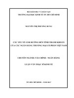 Các Yếu Tố Ảnh Hưởng Đến Tính Thanh Khoản Của Các Ngân Hàng