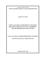(Luận văn thạc sĩ) nâng cao chất lượng dịch vụ tín dụng đối với các hộ sản xuất của agribank   chi nhánh đồng hỷ thái nguyên 