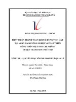 Tóm tắt luận văn Thạc sĩ Tài chính - Ngân hàng: Phát triển thanh toán không dùng tiền mặt tại ngân hàng Nông nghiệp & phát triển nông thôn Việt Nam chi nhánh huyện Thanh Sơn- Phú Thọ