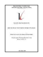 Tóm tắt luận văn Thạc sĩ Toán học: Một số thuật toán trong số học ứng dụng