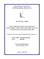 Tóm tắt luận văn Thạc sĩ Tài chính - Ngân hàng: Quản lý rủi ro tín dụng tại ngân hàng Nông nghiệp và phát triển nông thôn Việt Nam chi nhánh huyện Thanh Sơn, Phú Thọ