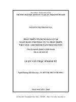 Luận văn Thạc sĩ Kinh tế: Phát triển tín dụng bán lẻ tại Ngân hàng TMCP Đầu tư và Phát triển Việt Nam – Chi nhánh Nam Thái Nguyên