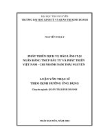 Luận văn thạc sĩ phát triển dịch vụ bảo lãnh tại ngân hàng thương mại cổ phần đầu tư và phát triển việt nam   chi nhánh nam thái nguyên 