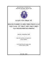 Doanh nghiệp xã hội theo pháp luật việt nam   từ thực tiễn thực hiện tại thành phố hải phòng  