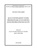 Tóm tắt Luận văn Thạc sĩ Quản lý văn hóa: Quản lý di tích lịch sử văn hóa đình Phương Độ xã Xuân Phương, huyện Phú Bình, tỉnh Thái Nguyên