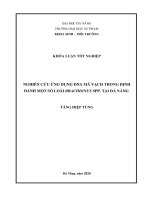 Nghiên cứu ứng dụng DNA mã vạch trong định danh một số loài brachionus SPP  tại đà nẵng 