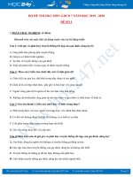 Bộ đề thi HK1 môn GDCD 7 năm học 2019 - 2020 có đáp án